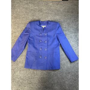 Vintage Le Suit double breasted purple jacket with gold accent buttons Size 8P